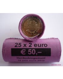 Nederland 2012: Muntrol met 25 x Speciale 2 Euro: 10 Jaar Euro UNC