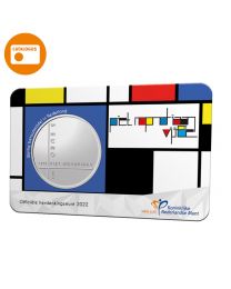 Nederland 2022: Mondriaan Vijfje 2022 UNC Verzilverd in coincard