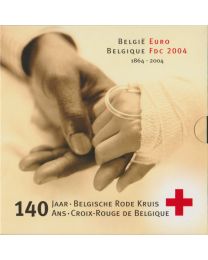 België 2004: BU Jaarset: 140 Jaar Rode Kruis met Gekleurde Penning