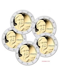 Duitsland 2018: Speciale 2 Euro unc: Helmut Schmidt: A, D, F, G, en J