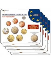 Duitsland 2009: BU Jaarsets met extra 2 Euro (5 sets met de letters A, D, F, G en J)