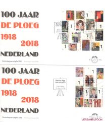 Nederland 2018: NVPH FDC: E768A + E768B: 100 jaar De Ploeg 