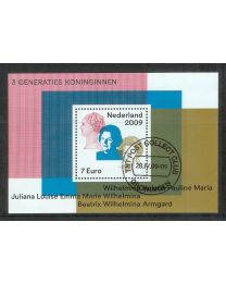 Nederland 2009: NVPH: 2642: 3 Generaties Koninginnen: velletje gestempeld
