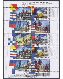 Nederland 2015: NVPH: V3303-3308: Pitstop Volvo Ocean Race 2015 Den Haag: velletje gestempeld