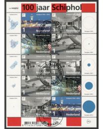 Nederland 2016: NVPH: V3447-3451: 100 jaar Schiphol: velletje gestempeld