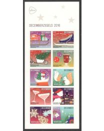 Nederland 2016: NVPH: V3474-3483: Decemberzegels verticaal: velletje postfris