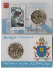 Vaticaan 2015: Coincard Nr. 7 met 50 cent en postzegel